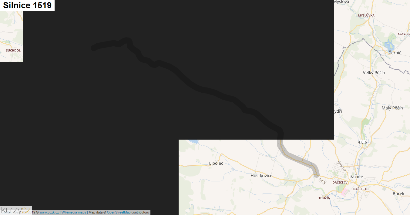 Silnice 1519 - mapa Silnice 1519