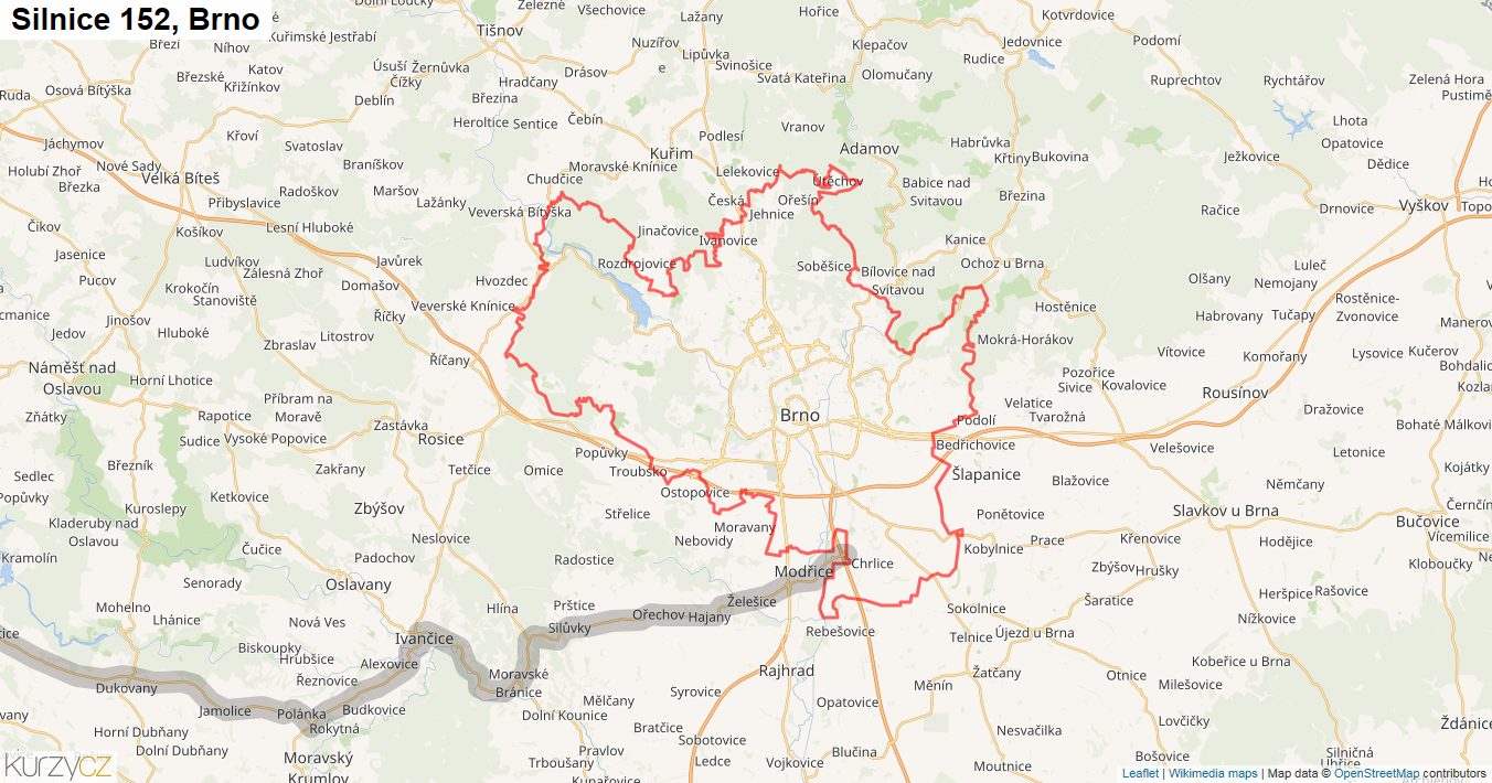 Brno, Silnice 152 - Mapa