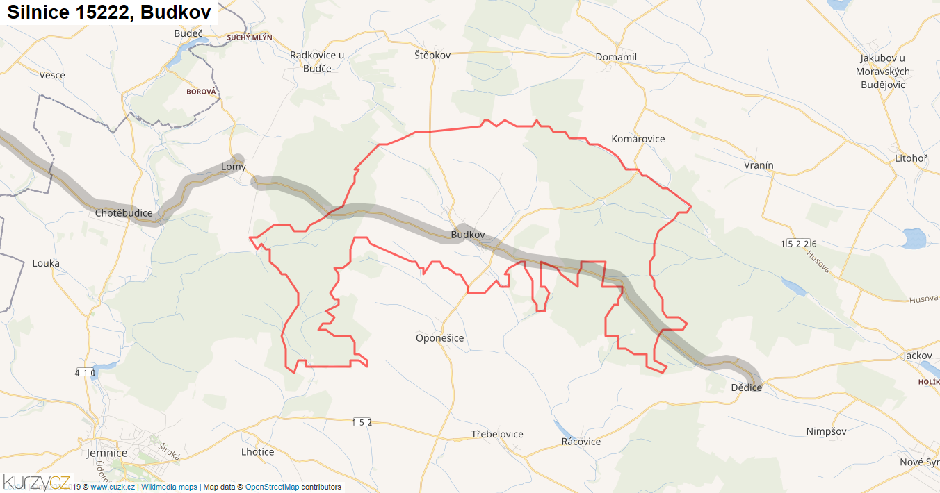 Budkov, Silnice 15222 - Mapa