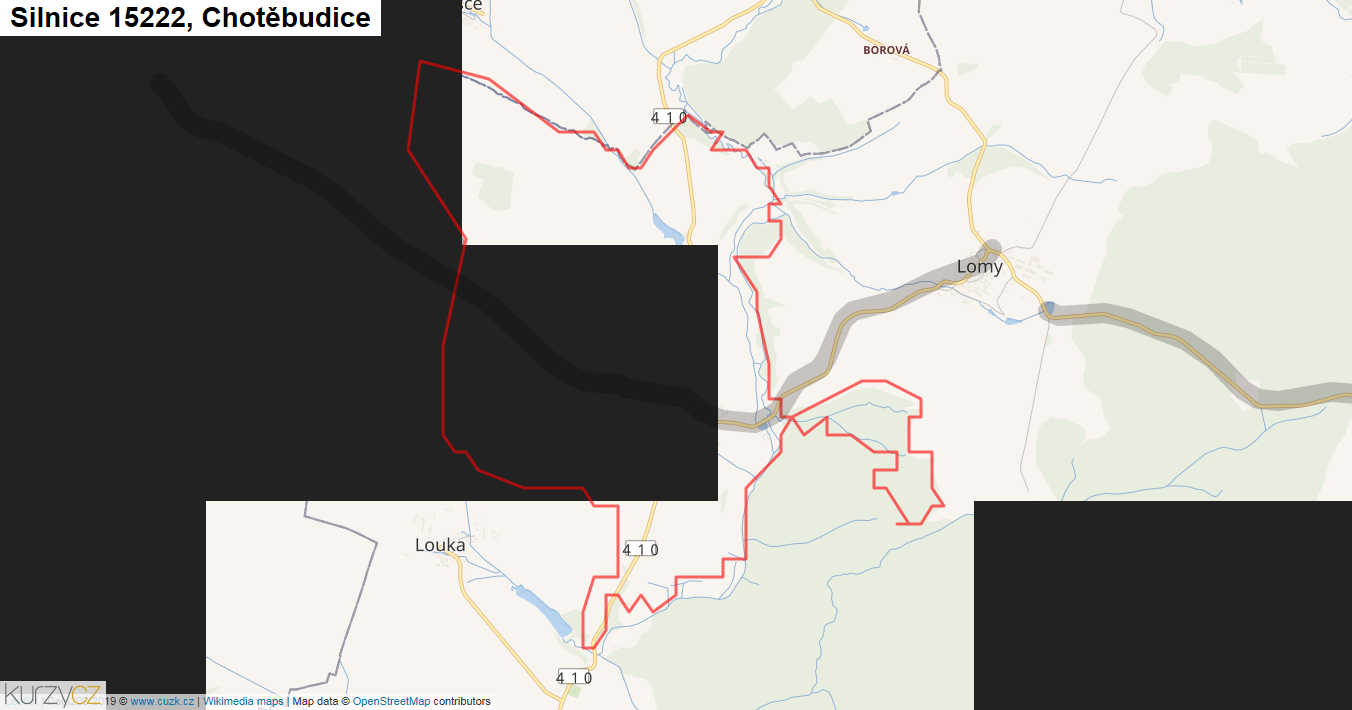 Chotěbudice, Silnice 15222 - Mapa