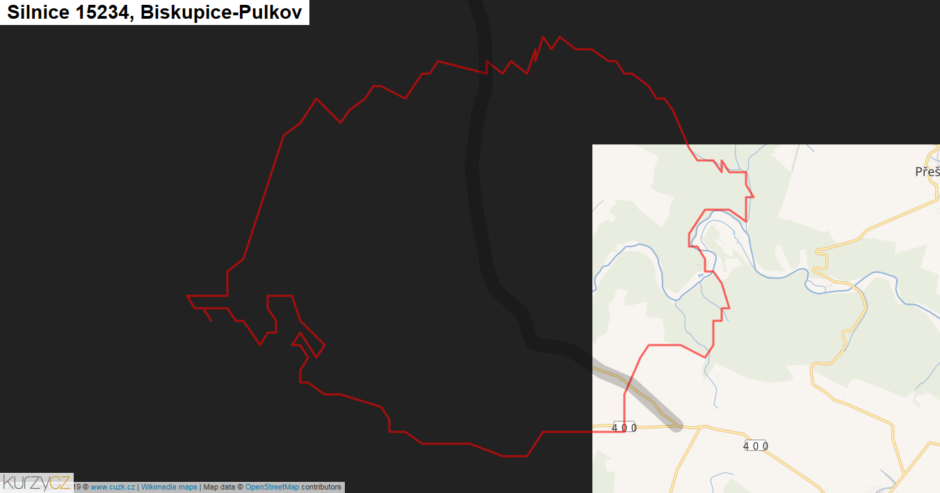 Biskupice-Pulkov, Silnice 15234 - Mapa