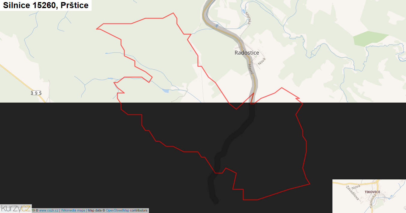 Prštice, Silnice 15260 - Mapa