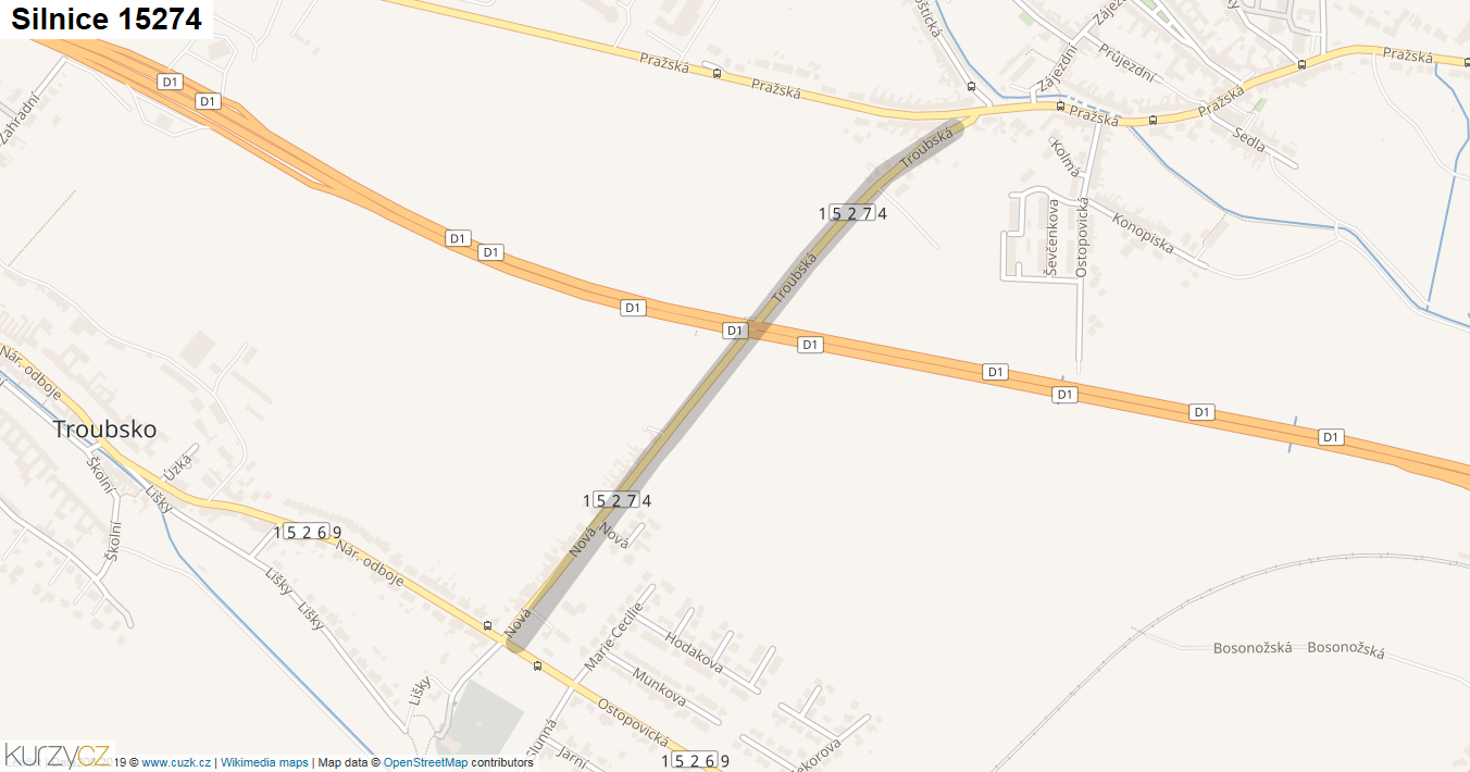 Silnice 15274 - mapa Silnice 15274