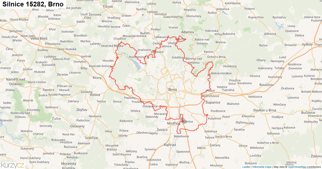 Brno, Silnice 15282 - Mapa