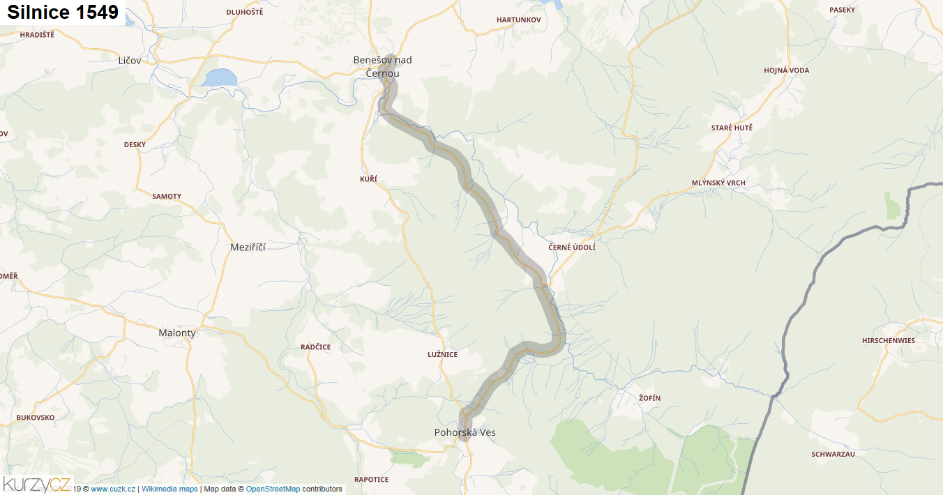 Silnice 1549 - mapa Silnice 1549