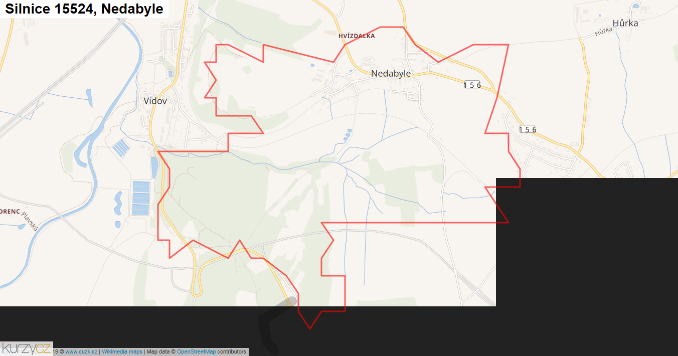 Nedabyle, Silnice 15524 - Mapa