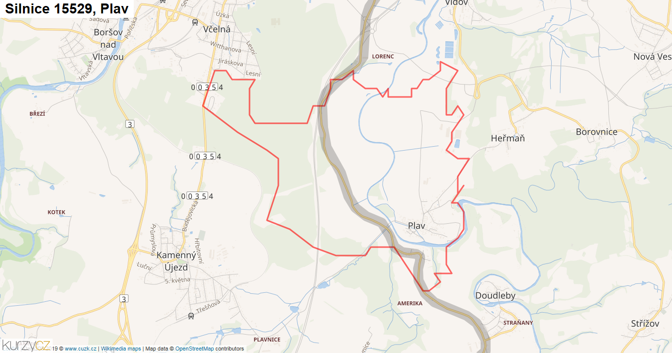Plav, Silnice 15529 - Mapa