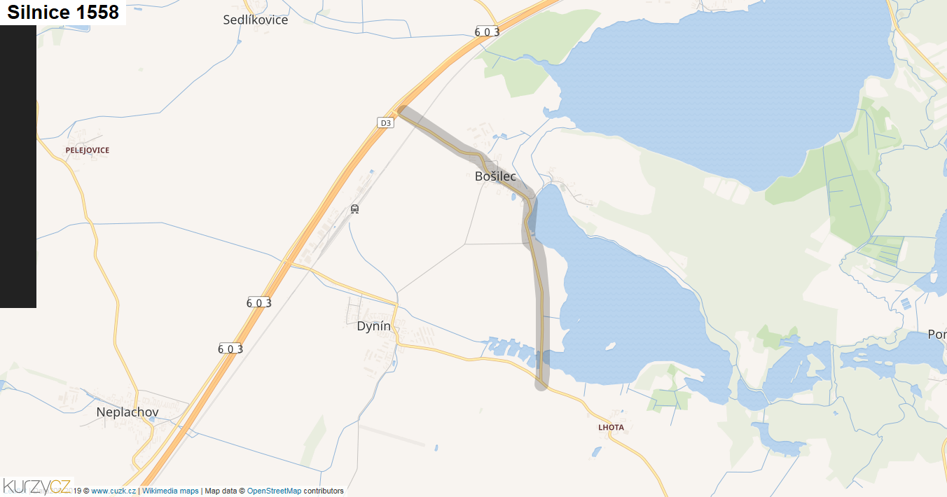 Silnice 1558 - mapa Silnice 1558