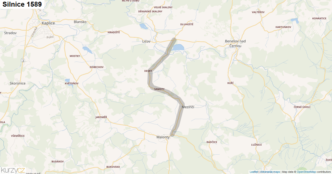 Silnice 1589 - mapa Silnice 1589