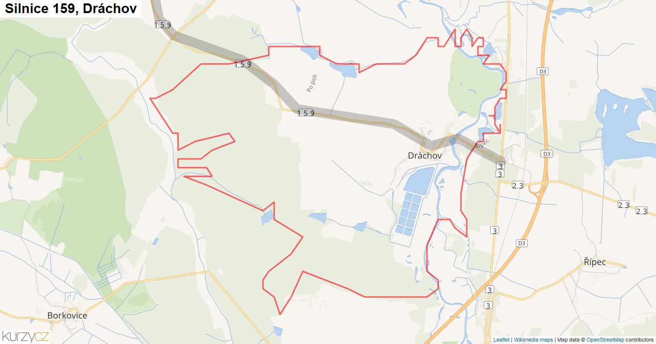 Dráchov, Silnice 159 - Mapa