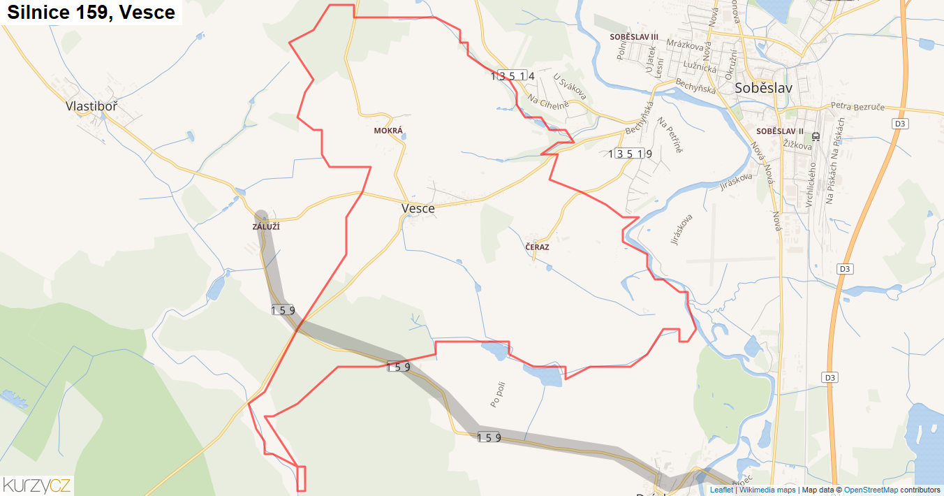 Vesce, Silnice 159 - Mapa