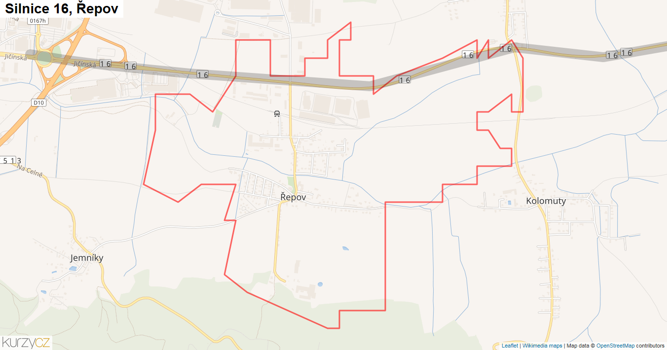 Řepov, Silnice 16 - Mapa