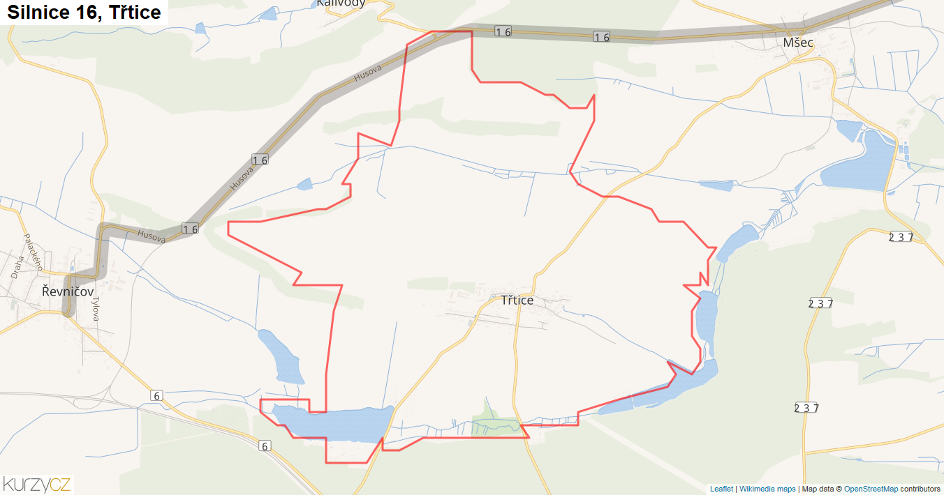Třtice, Silnice 16 - Mapa