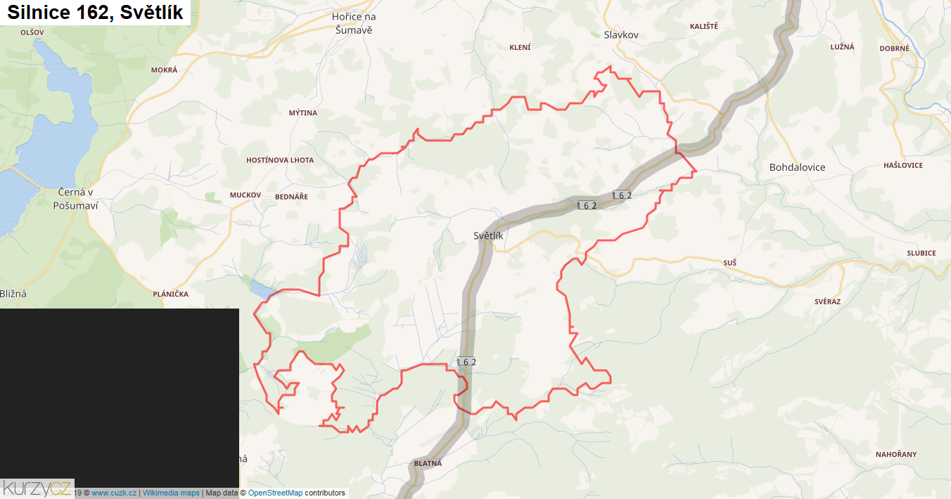 Světlík, Silnice 162 - Mapa