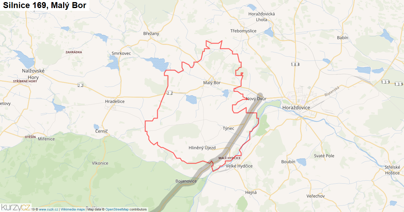 Malý Bor, Silnice 169 - Mapa