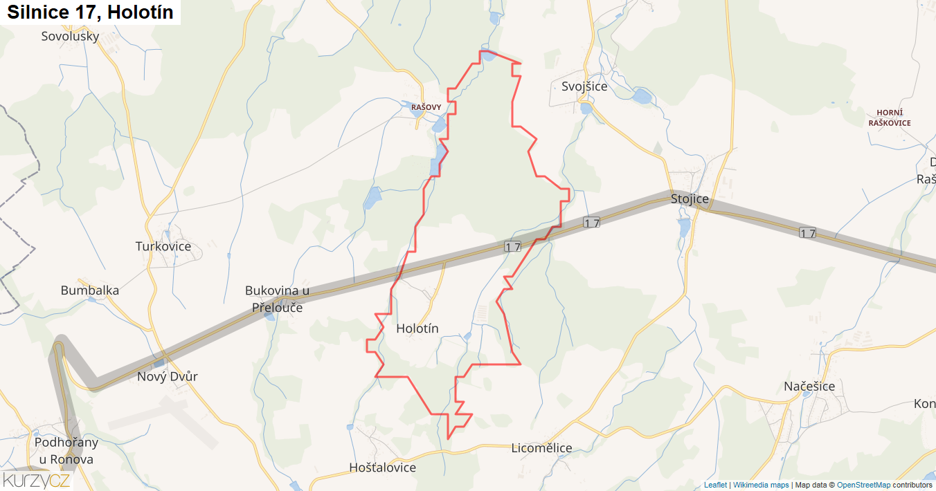 Holotín, Silnice 17 - Mapa