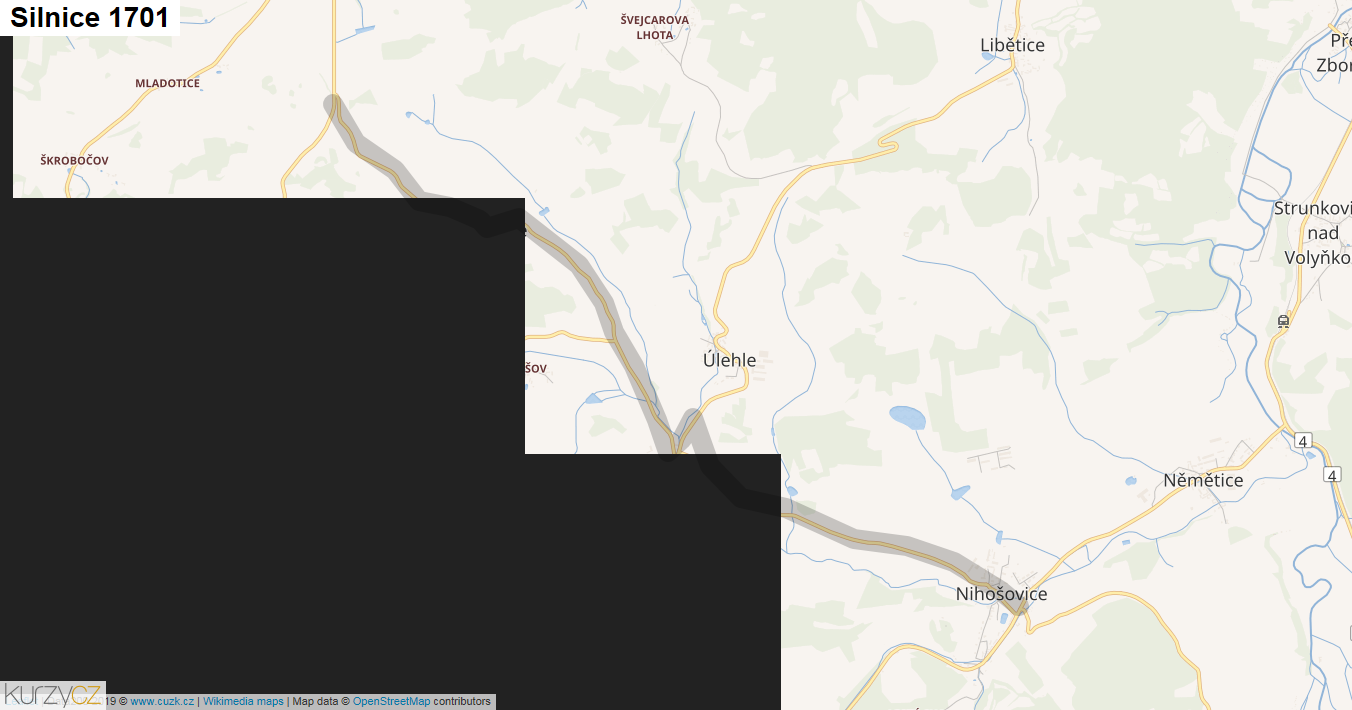 Silnice 1701 - mapa Silnice 1701