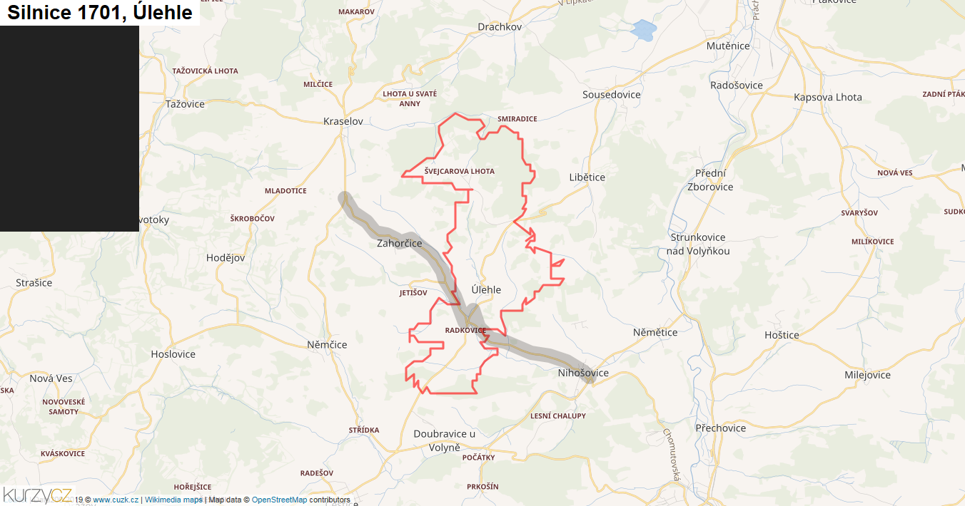 Úlehle, Silnice 1701 - Mapa