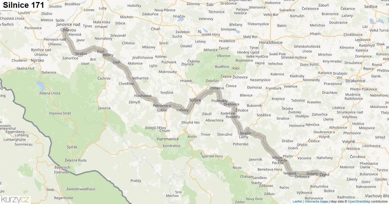 Silnice 171 - mapa Silnice 171