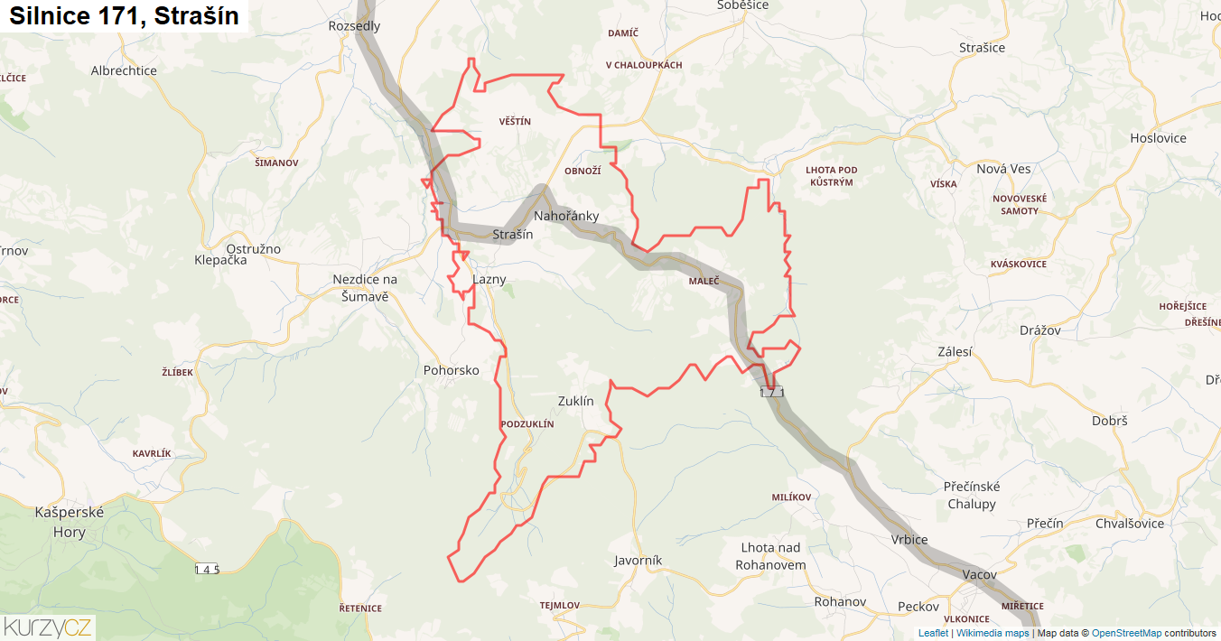 Strašín, Silnice 171 - Mapa