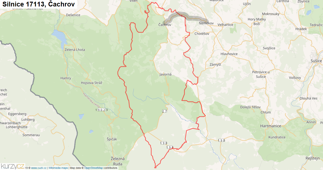 Čachrov, Silnice 17113 - Mapa