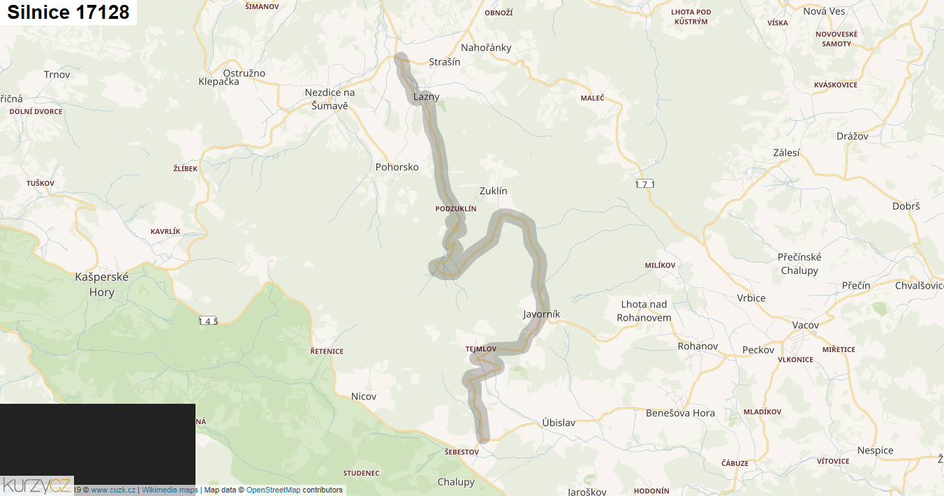 Silnice 17128 - mapa Silnice 17128