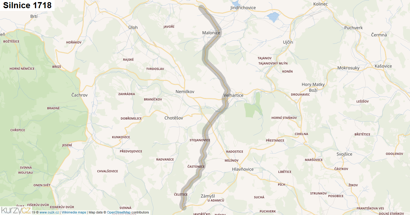 Silnice 1718 - mapa Silnice 1718