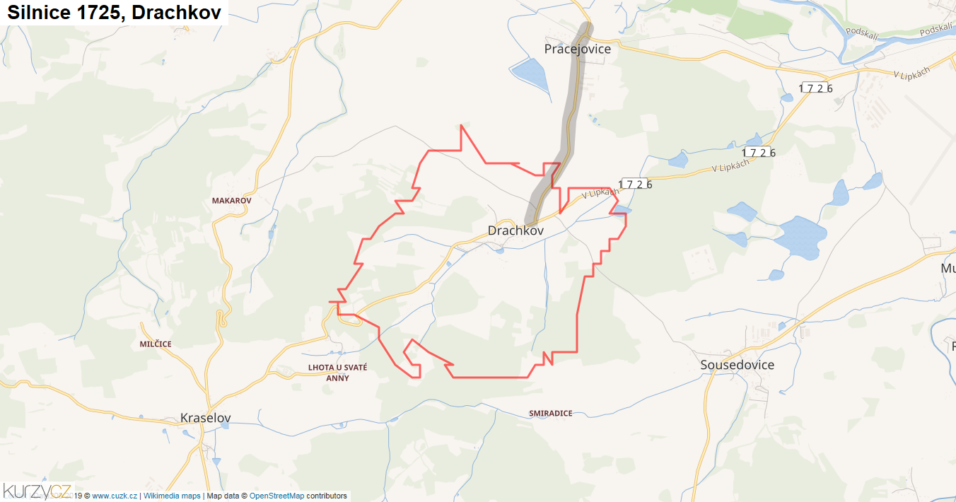 Drachkov, Silnice 1725 - Mapa