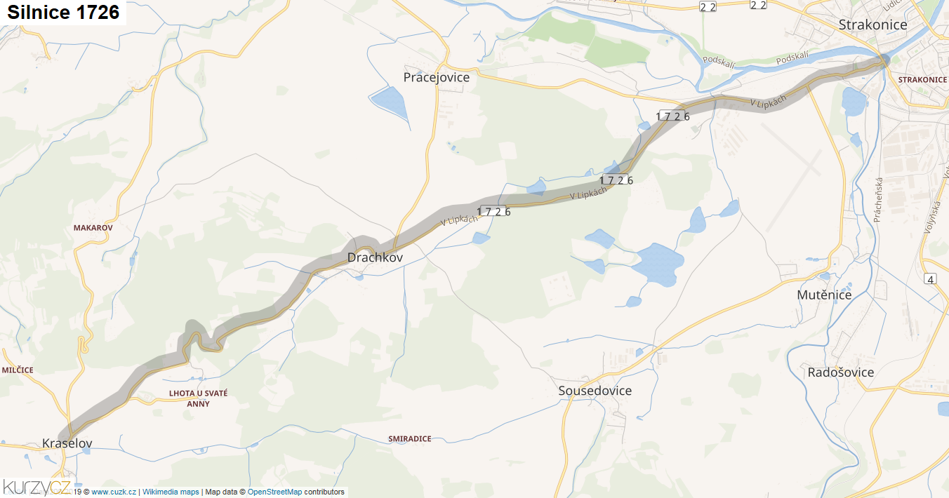 Silnice 1726 - mapa Silnice 1726