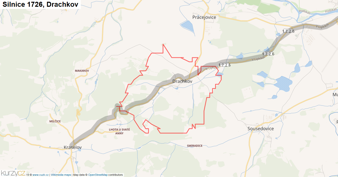 Drachkov, Silnice 1726 - Mapa