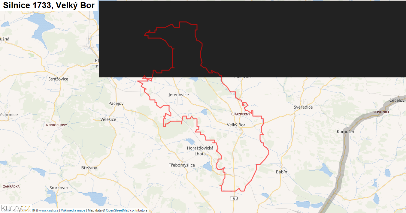 Velký Bor, Silnice 1733 - Mapa