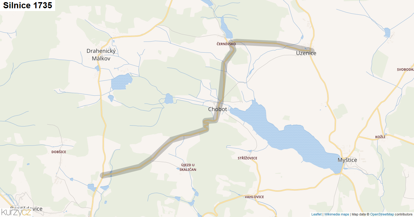 Silnice 1735 - mapa Silnice 1735