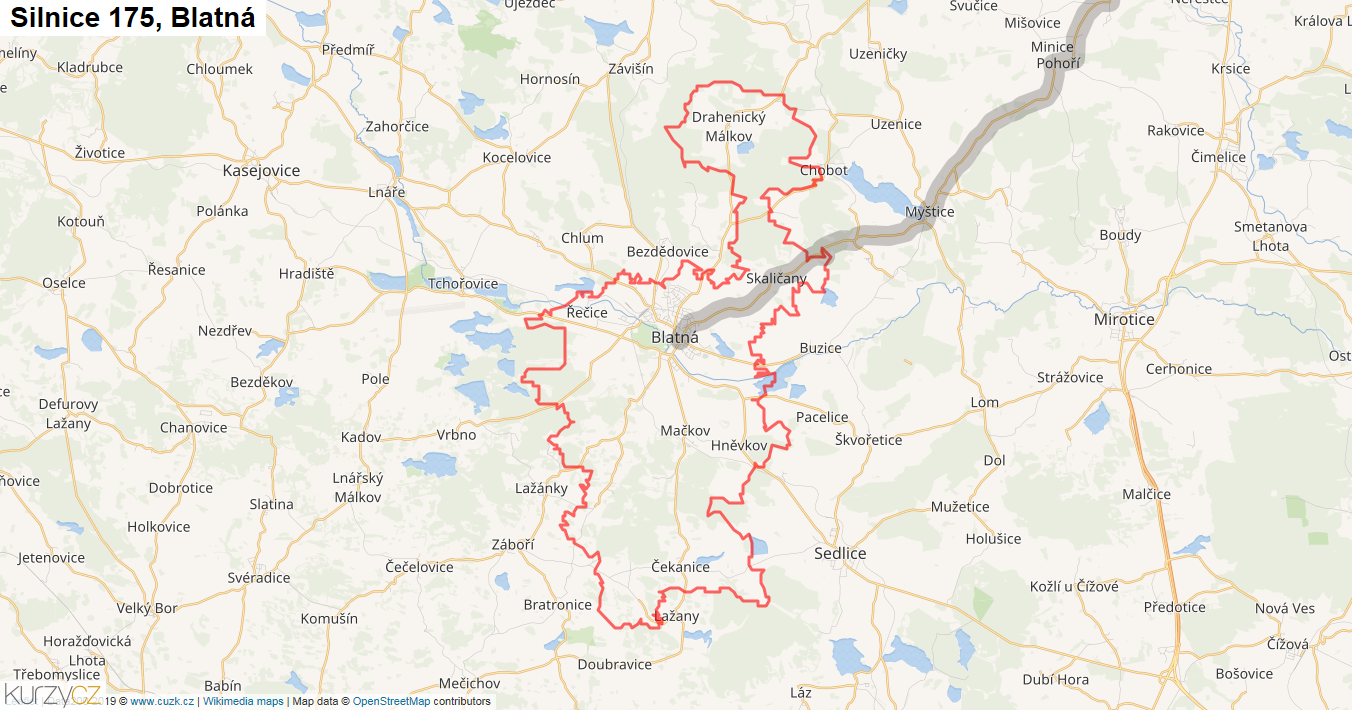 Blatná, Silnice 175 - Mapa