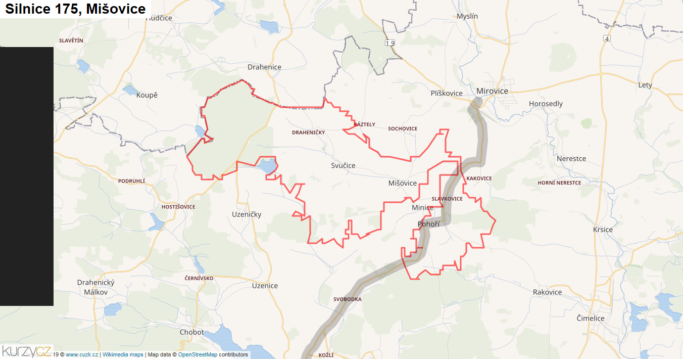 Mišovice, Silnice 175 - Mapa
