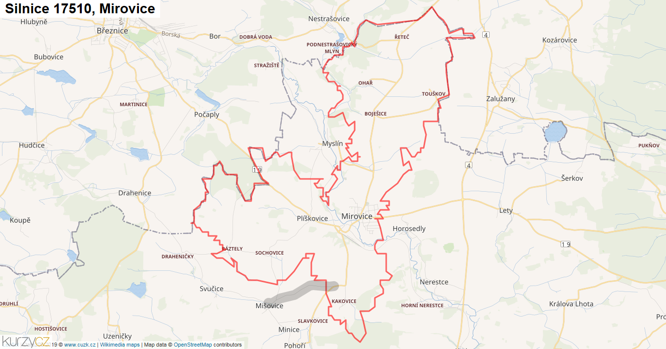 Mirovice, Silnice 17510 - Mapa