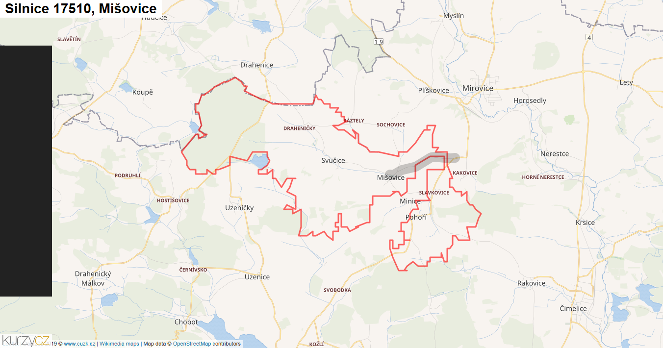 Mišovice, Silnice 17510 - Mapa
