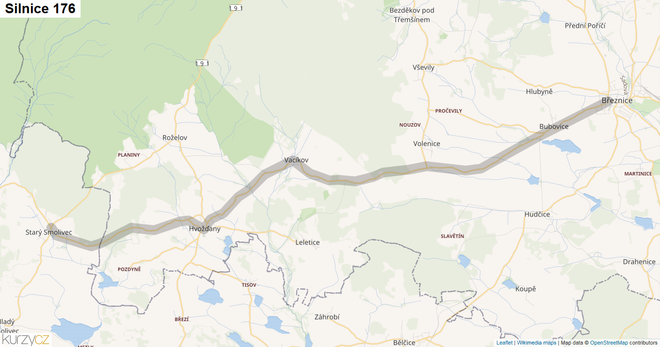 Silnice 176 - mapa Silnice 176