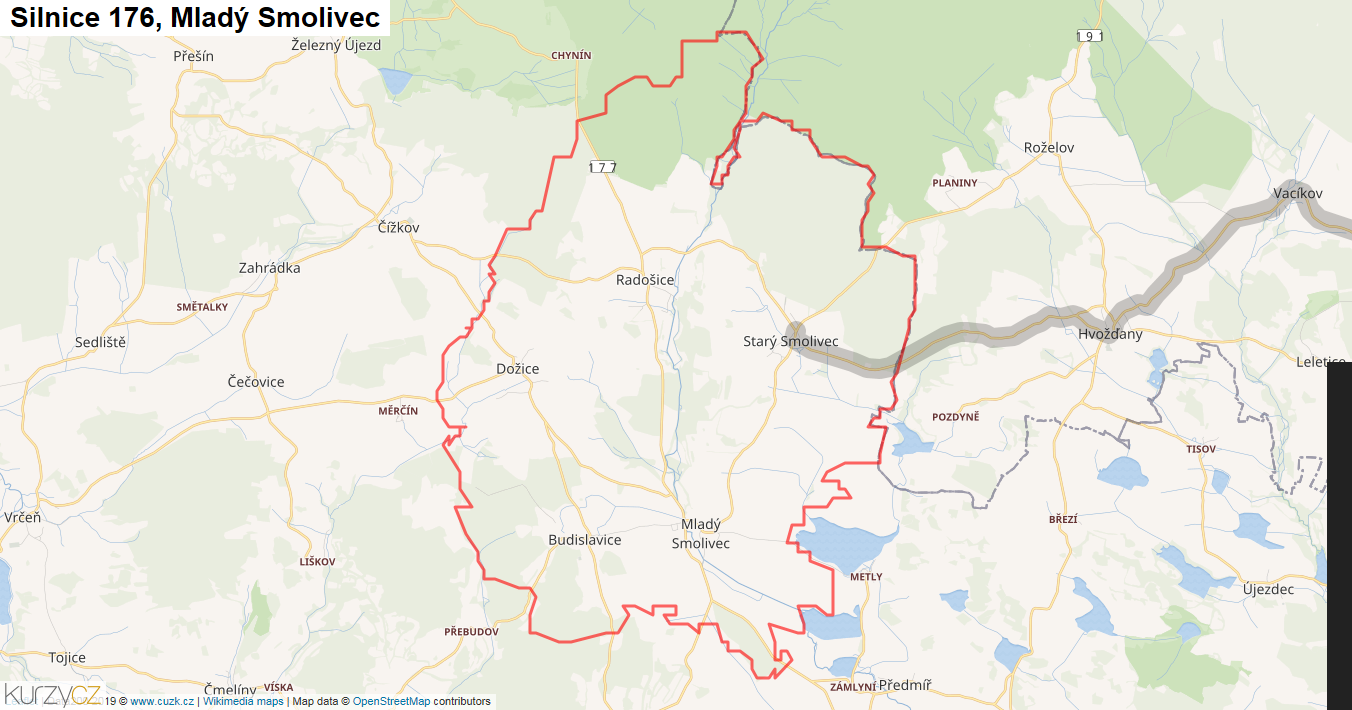 Mladý Smolivec, Silnice 176 - Mapa