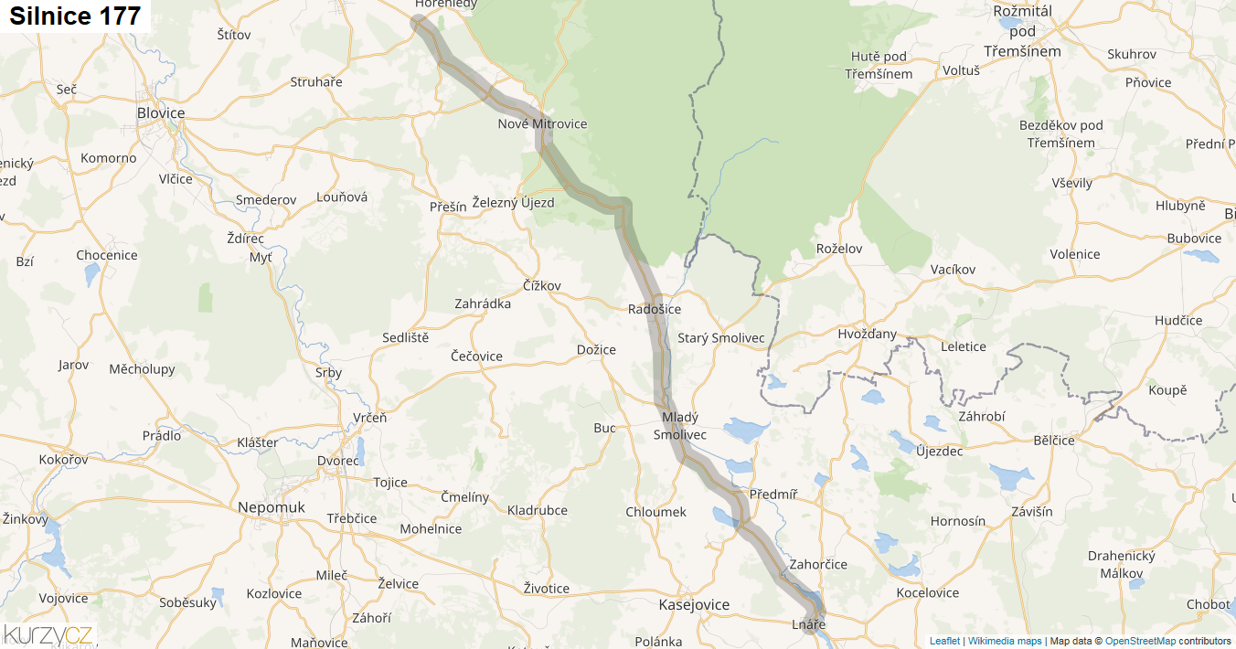 Silnice 177 - mapa Silnice 177