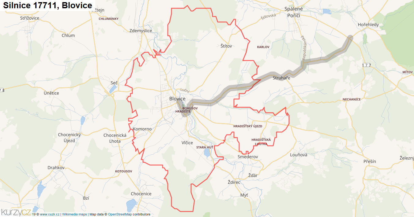 Blovice, Silnice 17711 - Mapa