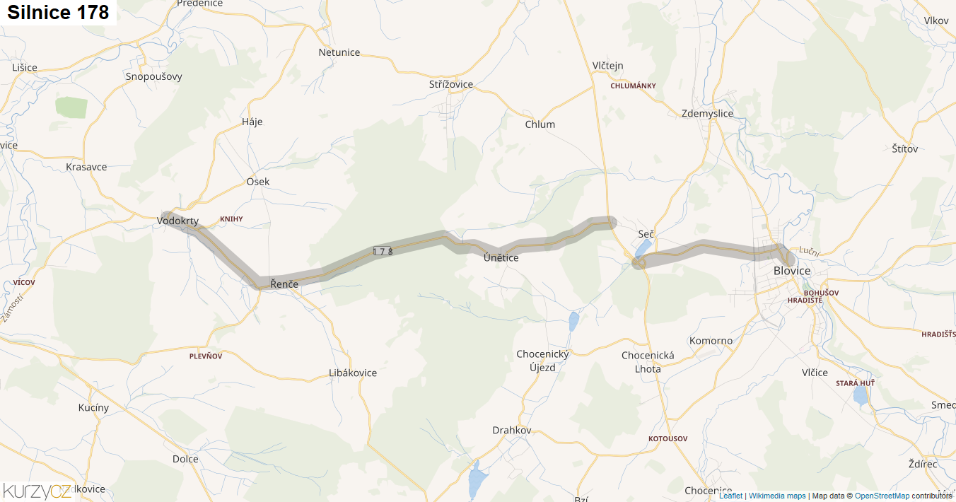 Silnice 178 - mapa Silnice 178