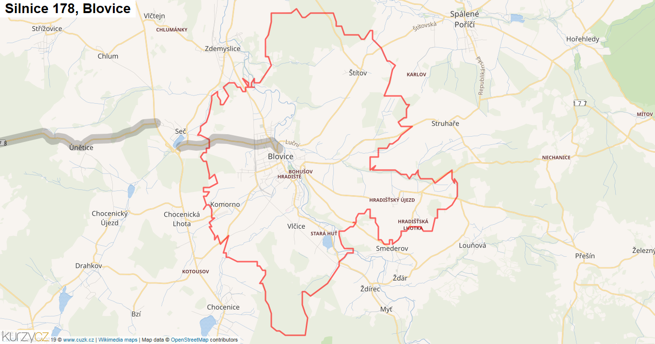 Blovice, Silnice 178 - Mapa
