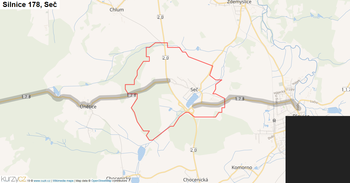 Seč, Silnice 178 - Mapa