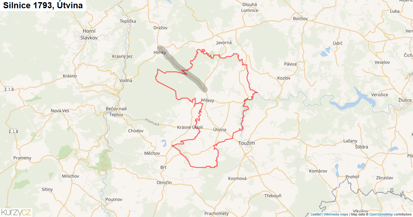 Útvina, Silnice 1793 - Mapa
