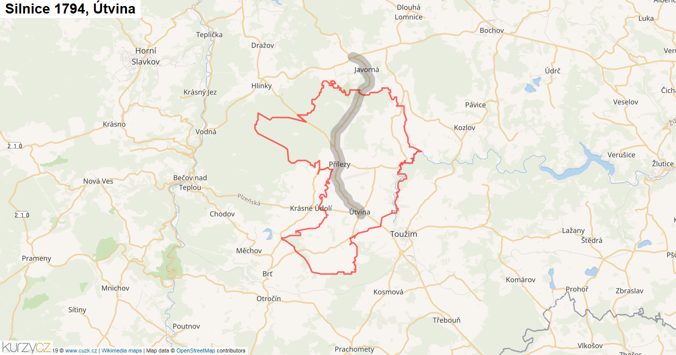 Útvina, Silnice 1794 - Mapa