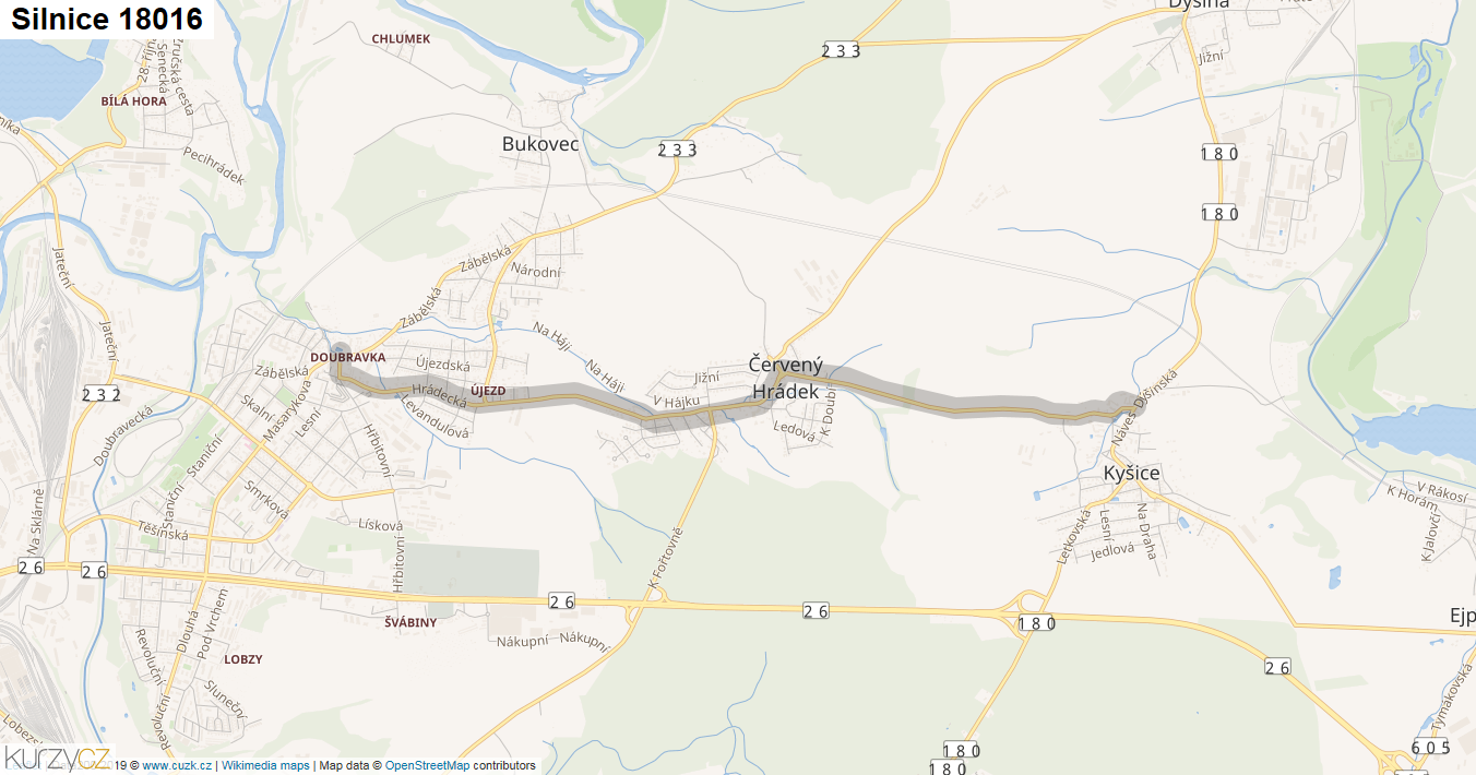 Silnice 18016 - mapa Silnice 18016