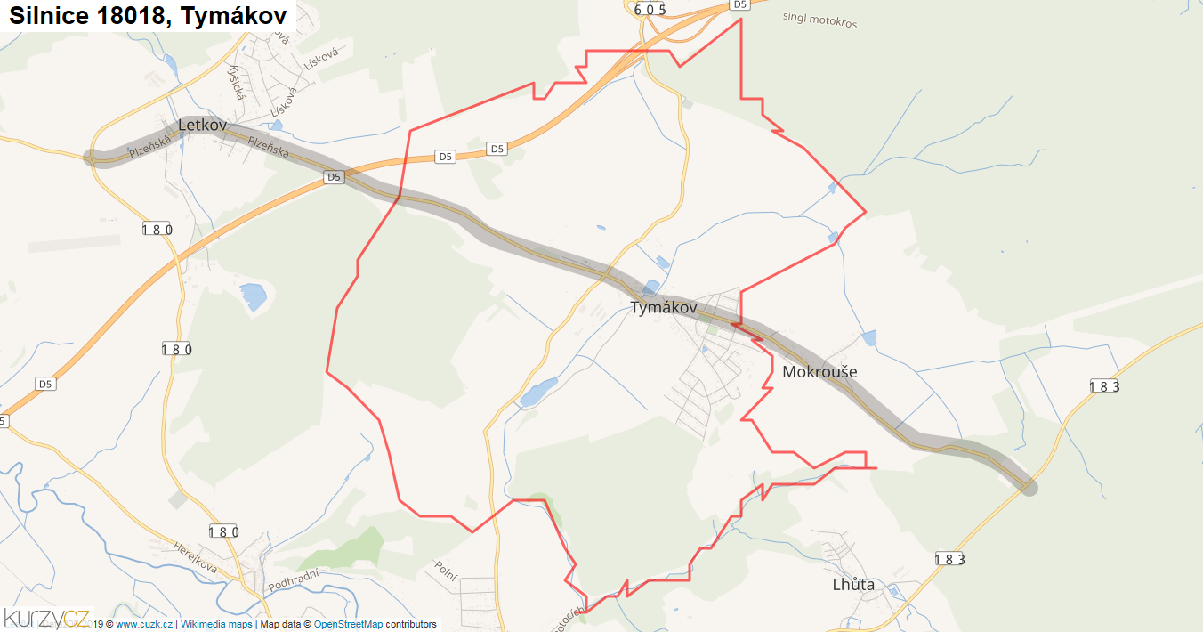 Tymákov, Silnice 18018 - Mapa