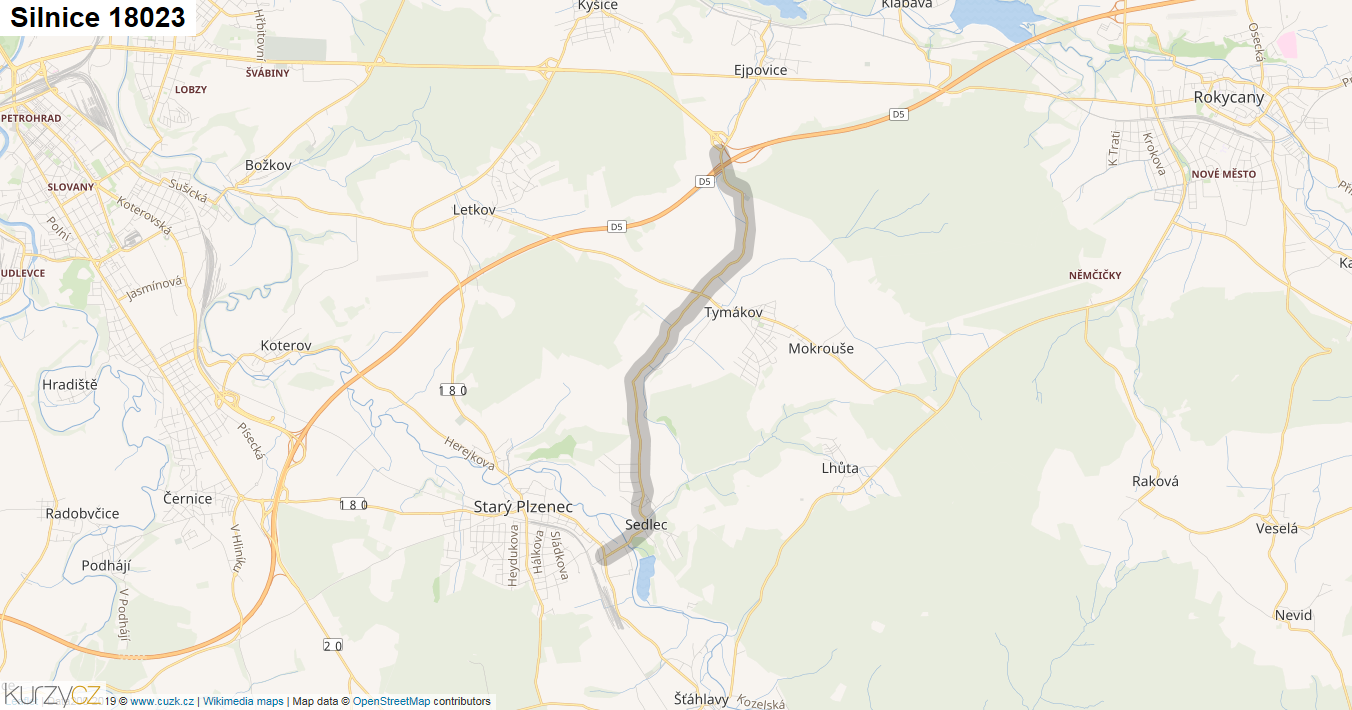 Silnice 18023 - mapa Silnice 18023