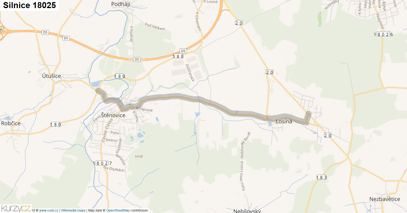 Silnice 18025 - mapa Silnice 18025