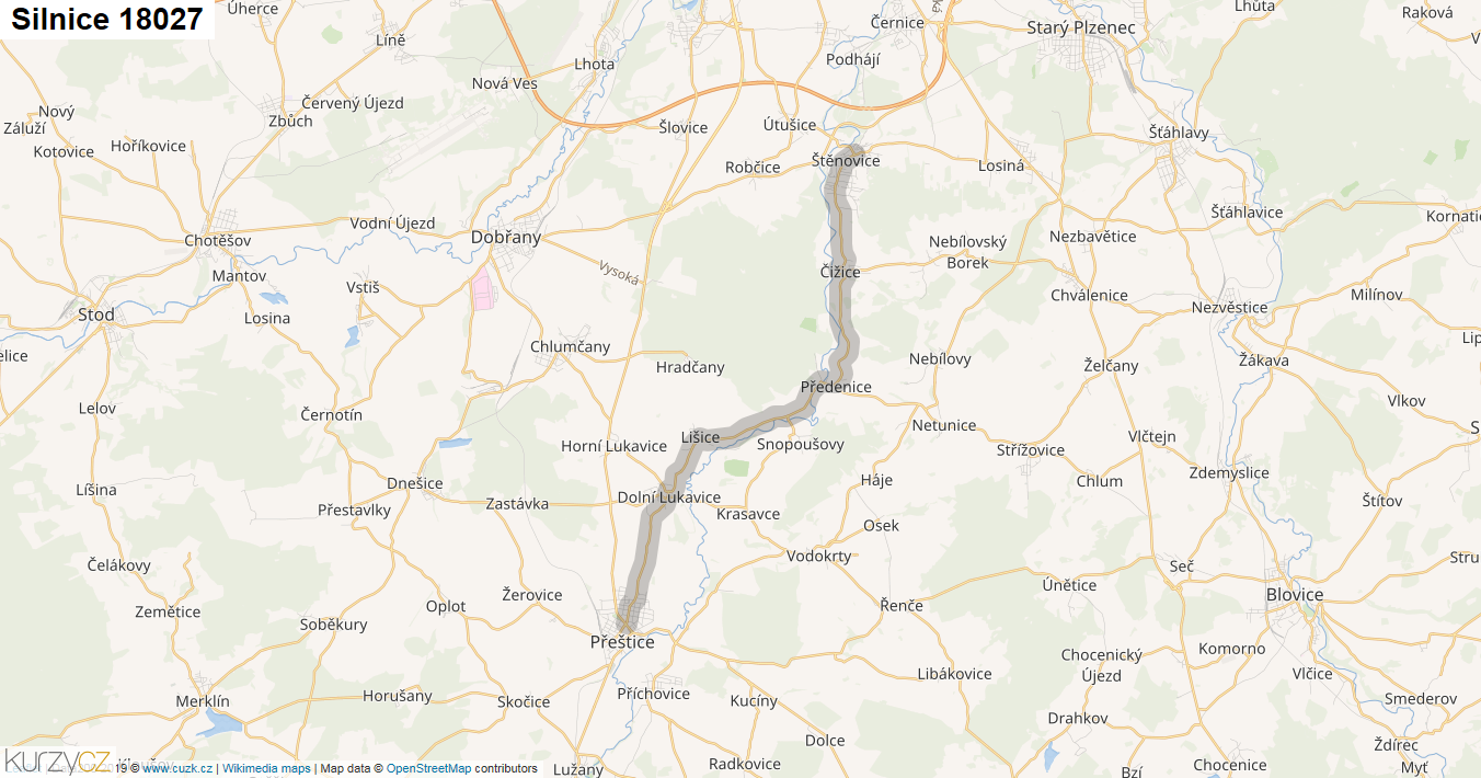 Silnice 18027 - mapa Silnice 18027